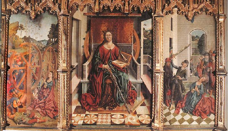 GALLEGO, Fernando Triptych of St Catherine  dfg